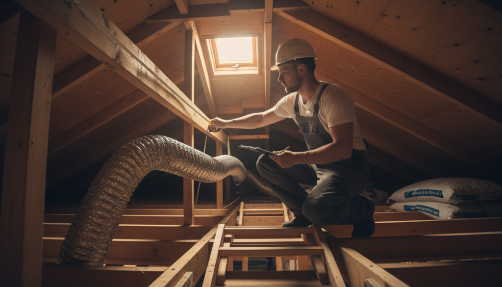 technician measuring duct length before vent repair near me quote
